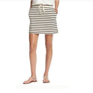 LOFT Cream and Black Striped Drawstring Knit Casual Mini Skirt Size Small